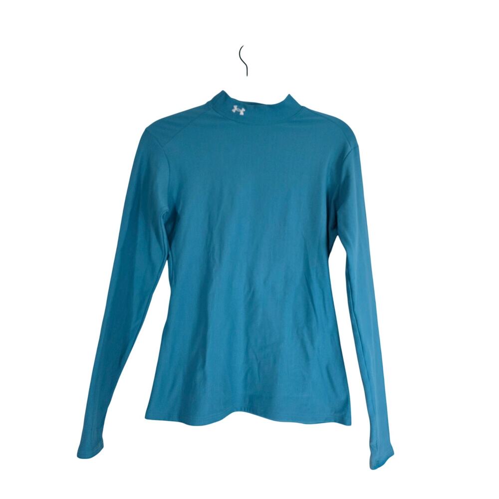 Under Armour Womens Large Blue Mock Neck Athletic Top Long Sleeve Activewear